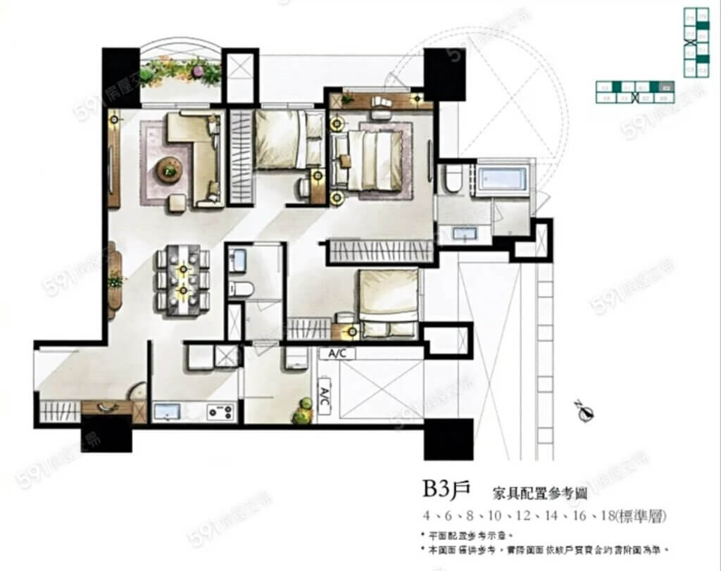 B3標準樓層平面圖 台灣隱賦 591