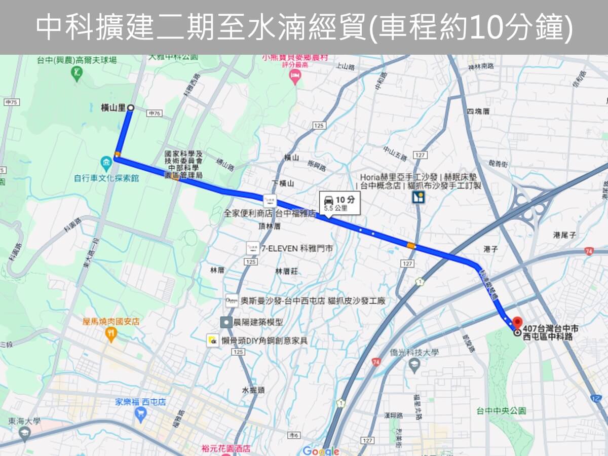 中科至水湳經貿路程