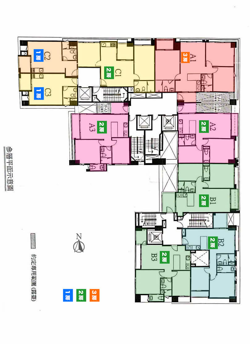 睦唐與樹3樓平面圖(分棟標示)